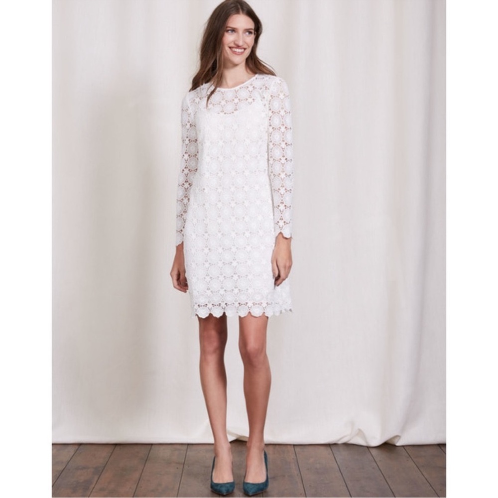 Boden Floral White Lace Long Sleeve Dress 2R - Picture 3 of 11